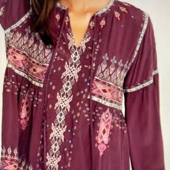 JOHNNY WAS Biya "Deliza" Embroidered Silk Blouse: Wine Colored; SMALL; NWOT! - Picture 7 of 9